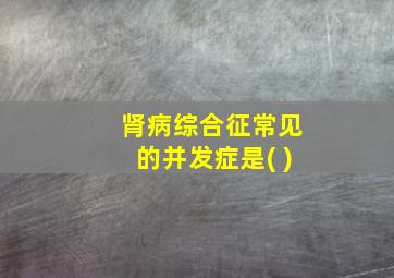 肾病综合征常见的并发症是( )